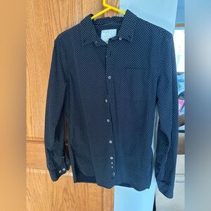 On The Road Black Button-Down Shirt with White Microdots- Like new!